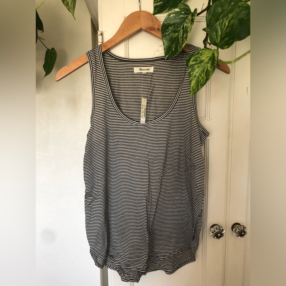 Madewell thin black stripe tank